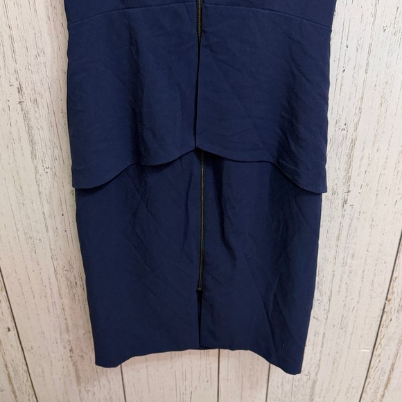 BCBGMaxAzria Ellen Navy Sleeveless Zip-Peplum Midi Dress - Picture 4 of 9